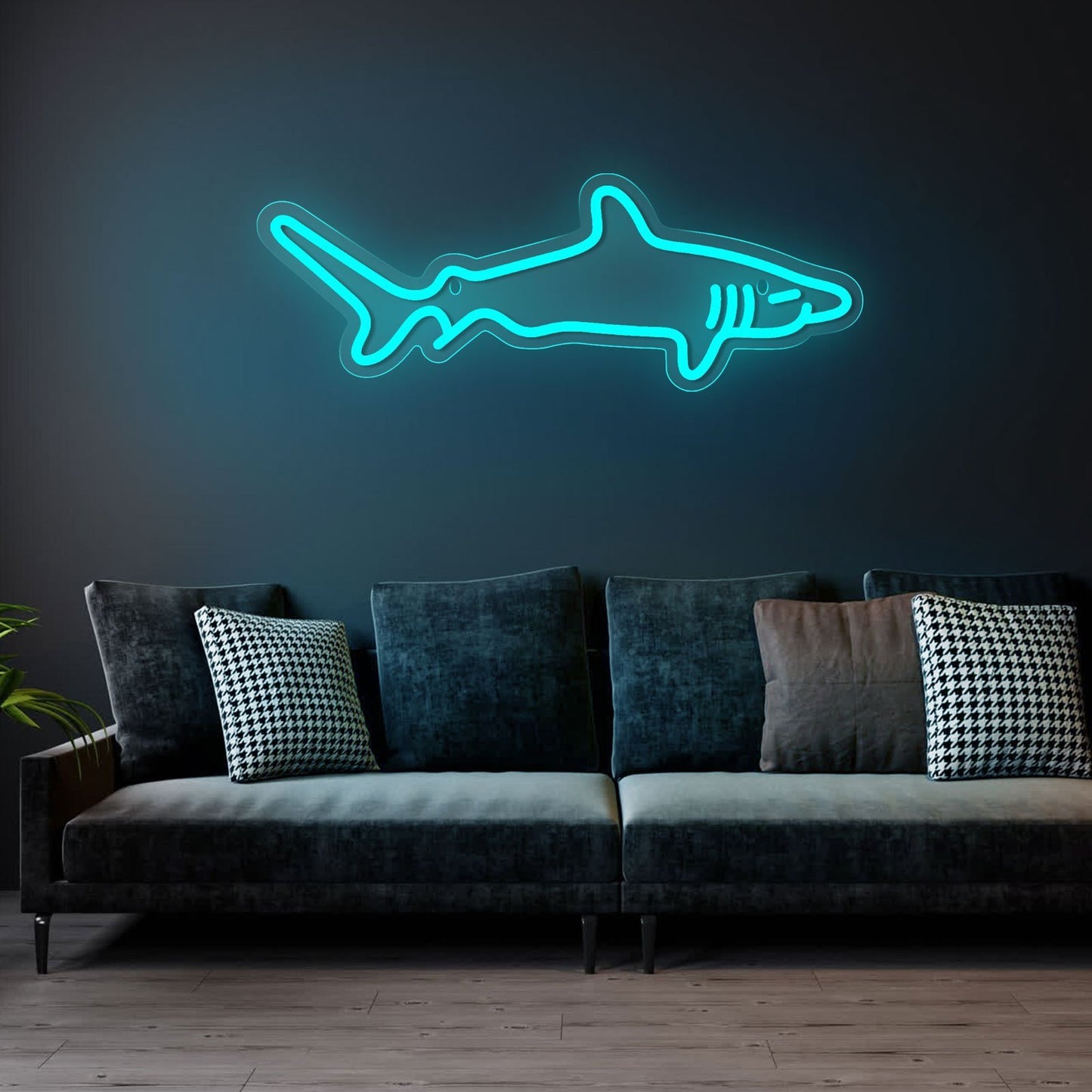 1pc Blue Shark LED Neon Light Sign, With Acrylic Back Panel Neon Sign USB Powered Dimmer Switch, For Home Bedroom Aquarium Zoo Bar Club Pub Party Wall Art Decoration Hanging Light