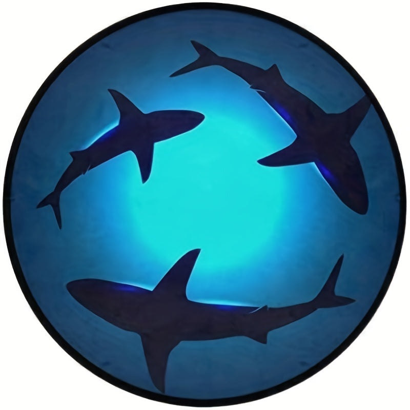 1pc, Shark Round Area Rugs, Non Slip Absorbent Round Doormat, Ocean Animal Shark Soft Machine Washable Floor Mat Carpet Yoga Rug For Entryway Bedroom Living Room Home Decor