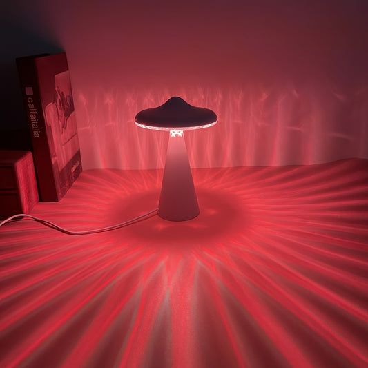 1pc RGB Mushroom Table Lamp - Creative Light Luxury UFO Design for Bedroom Decoration and Atmosphere Lighting, Plug-in with 16 Color Options - Perfect Gift Idea