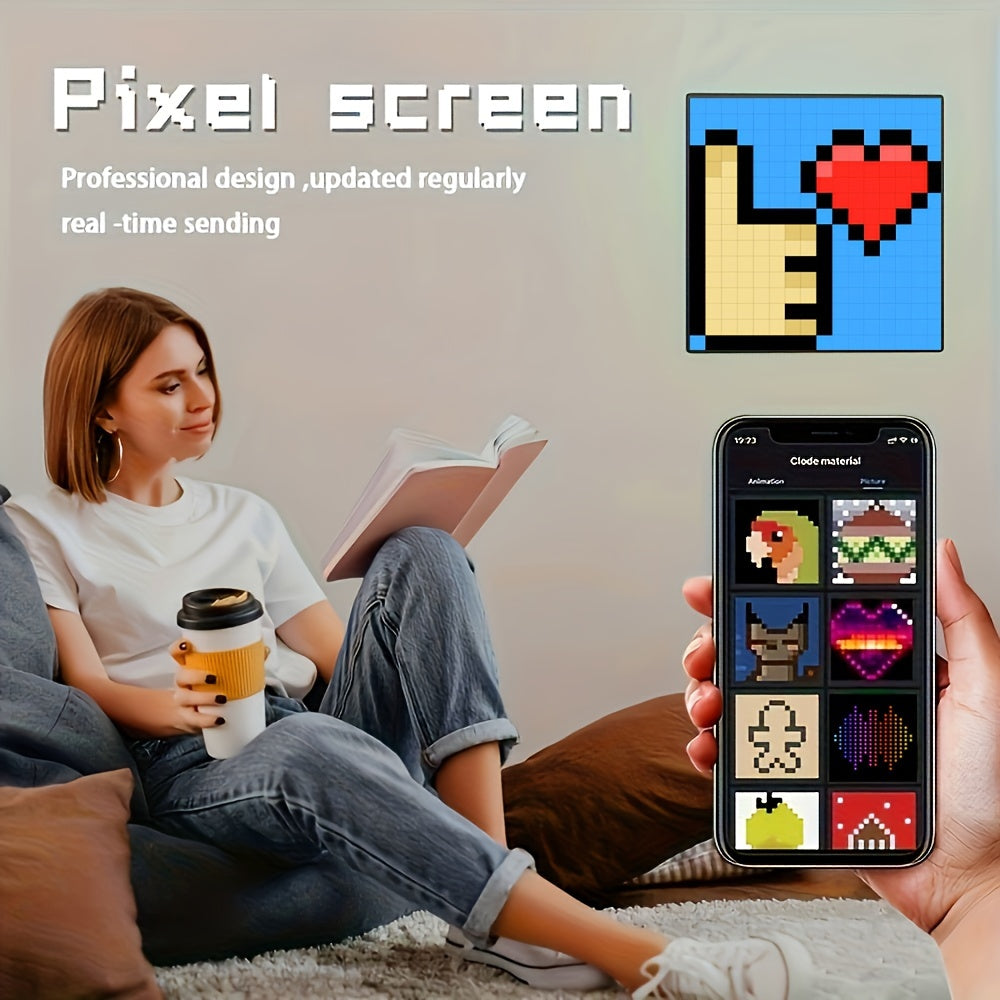 Programmable LED Pixel Display with App Control - Customizable DIY Text, Patterns, and Animations - Wall Mountable or Desktop Use - Perfect for Home Decor, Art Creation, Game Rooms, Bars, and More!