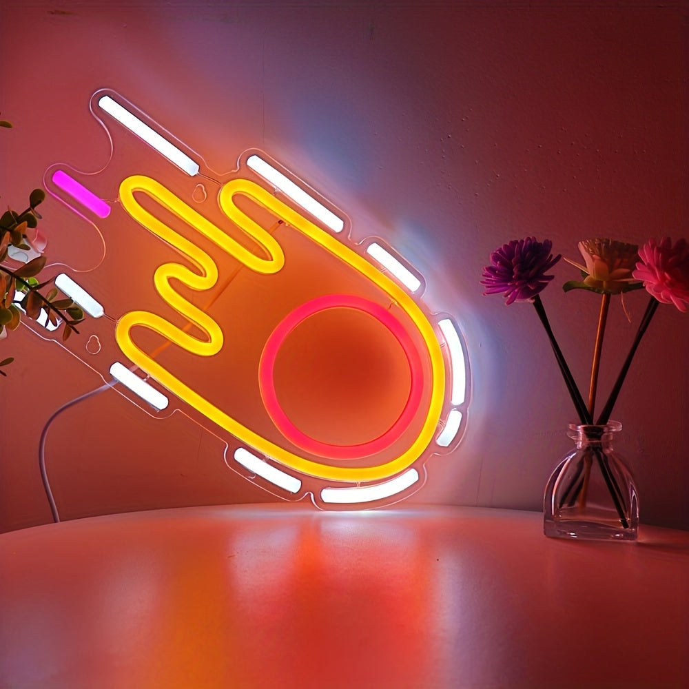 1pc Cool Comet LED Wall Neon Sign Light For Room Home Party Decoration Wall Art Decor 11.61''*6.3''